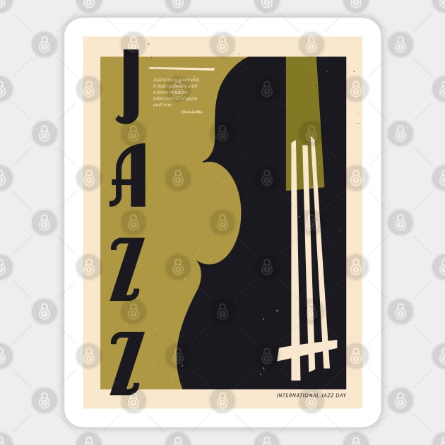 Jazz poster, Retro print, Vintage, Music poster, 20s, Mid century modern art, Jazz fest Sticker by KristinityArt